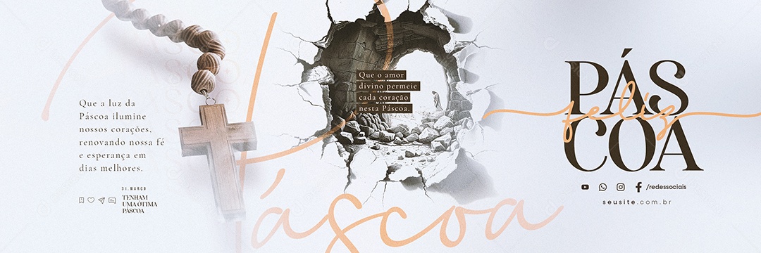 Carrossel Feliz Páscoa 31 de Março Tenham uma Ótima Páscoa Social Media PSD Editável