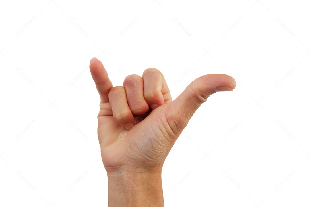Mostrando um sinal manual que significa concordo em um fundo branco