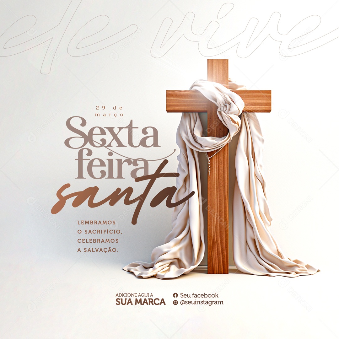 Sexta Feira Santa 29 de Março Lembramos o Sacrifício Social Media PSD Editável