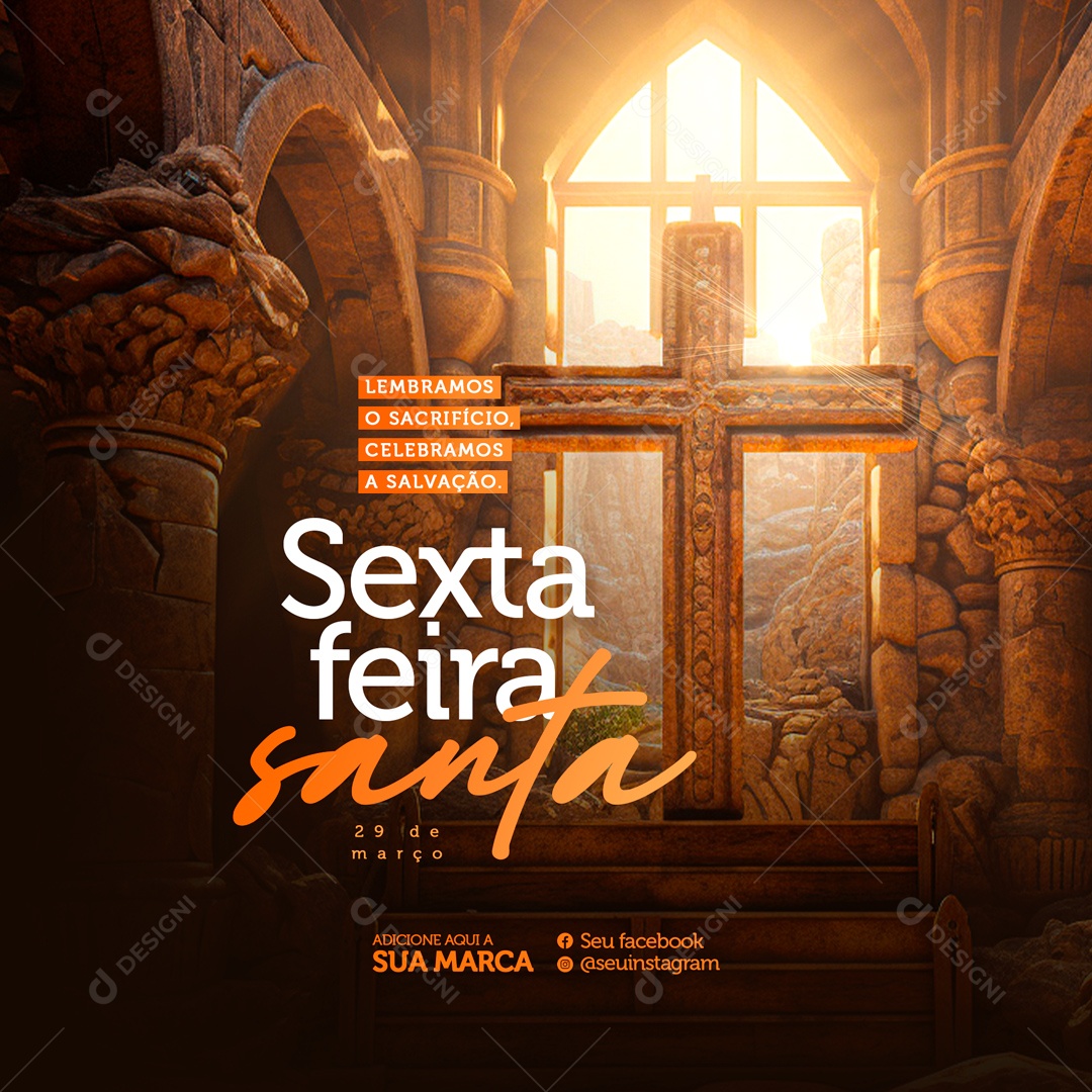 Sexta Feira Santa 29 de Março Social Media PSD Editável