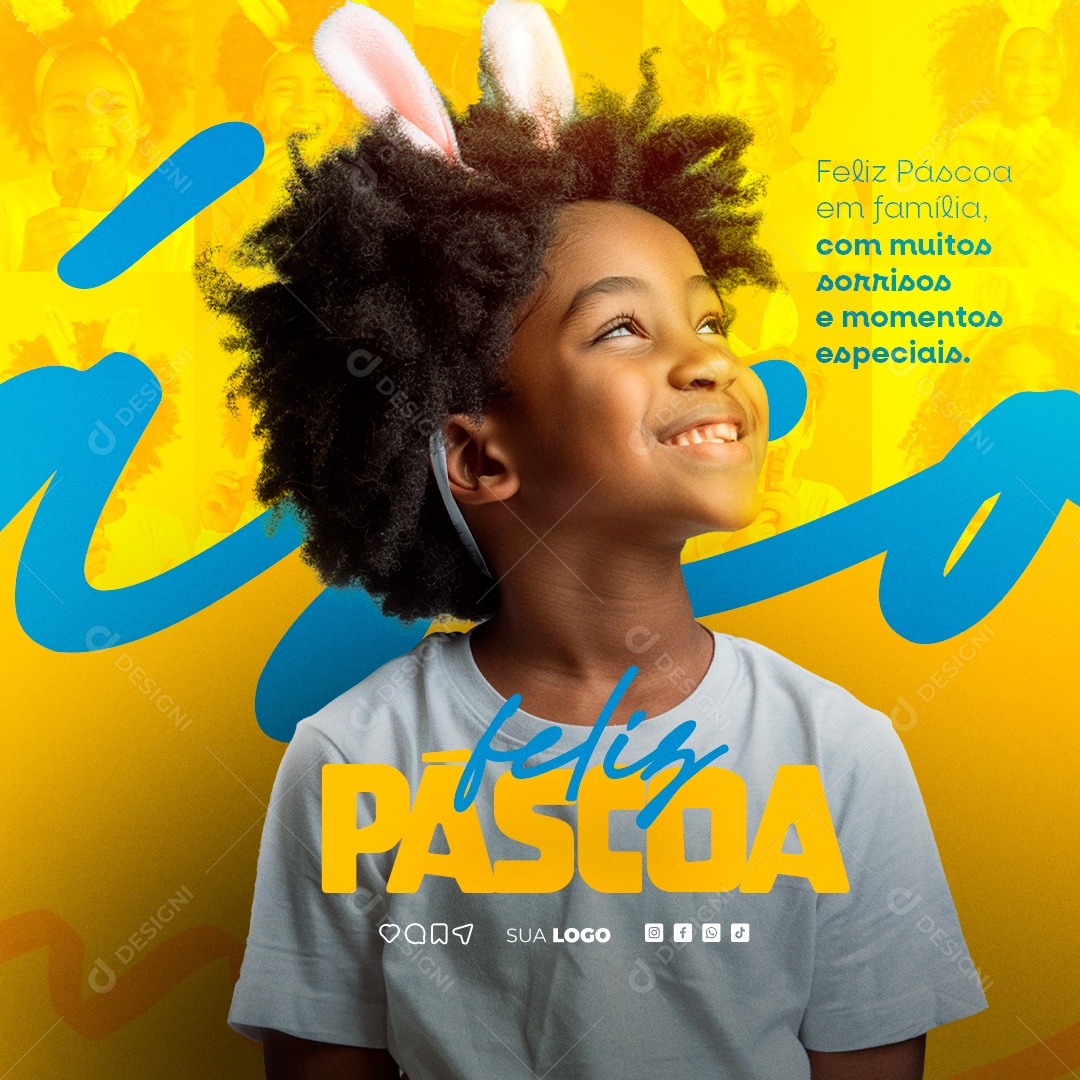 Feliz Páscoa 31 de Março em Família Social Media PSD Editável