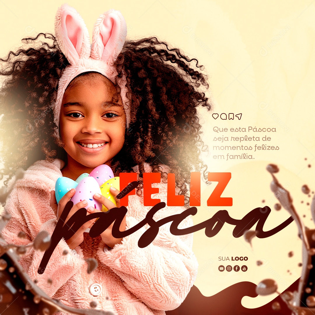 Feliz Páscoa 31 de Março seja Repleta de Momentos Felizes em Família Social Media PSD Editável