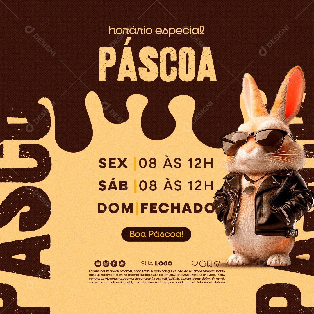 Horário Especial Boa Páscoa Social Media PSD Editável