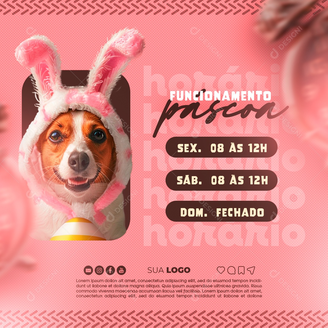 Horário de Funcionamento Social Media PSD Editável