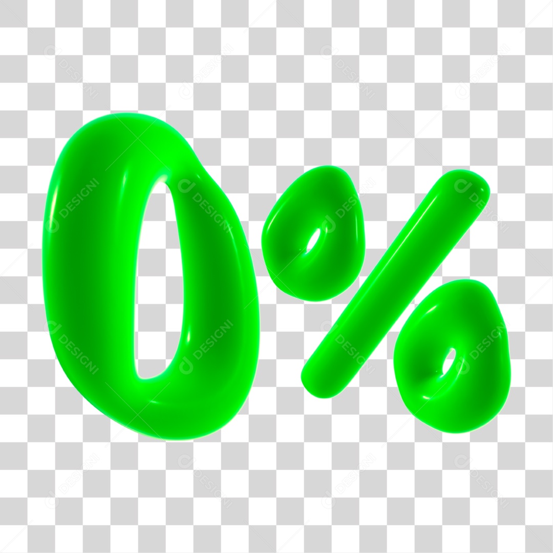 Número 3D 0% Porcento Elemento Verde PNG Transparente