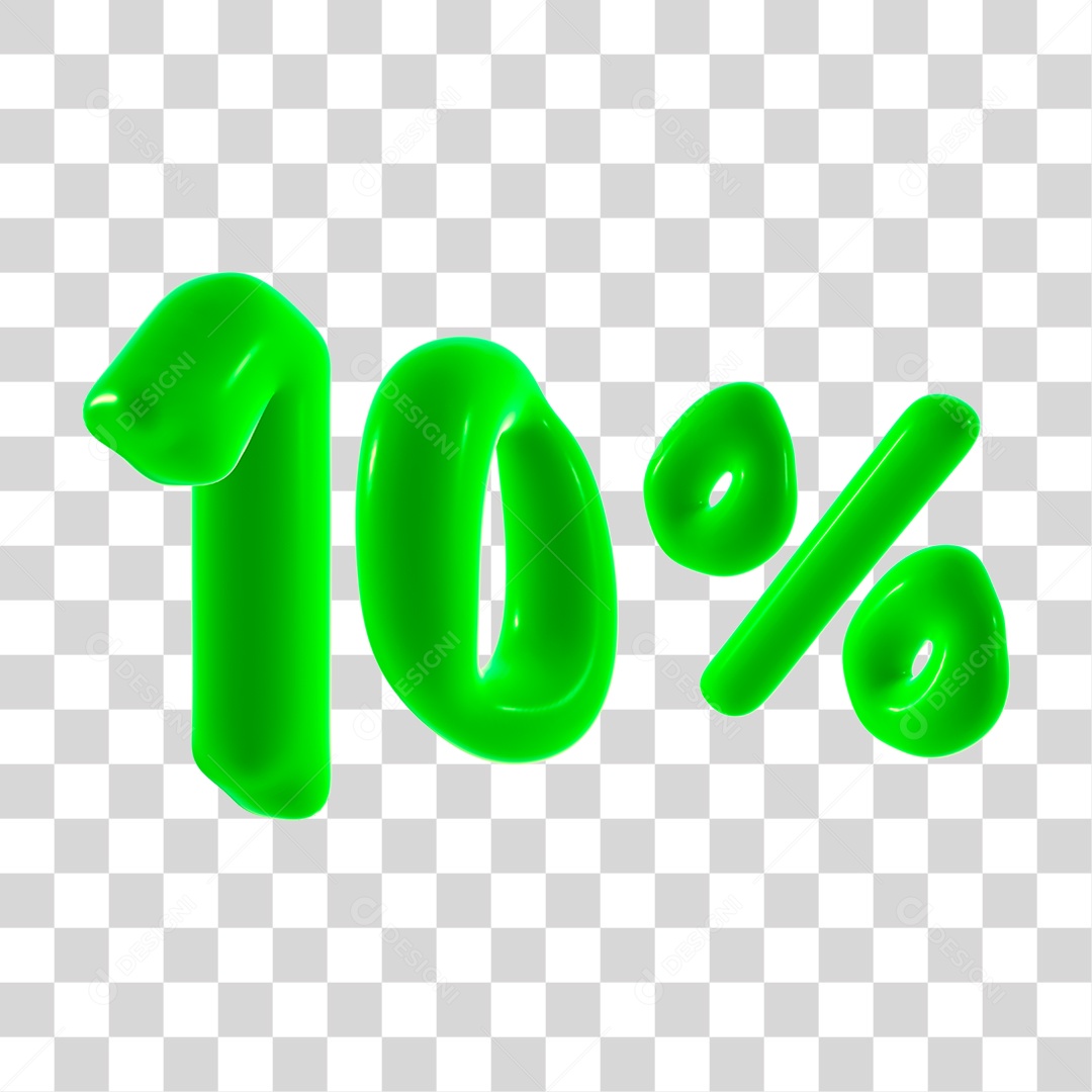 Número 3D 10% Porcento Elemento Verde PNG Transparente