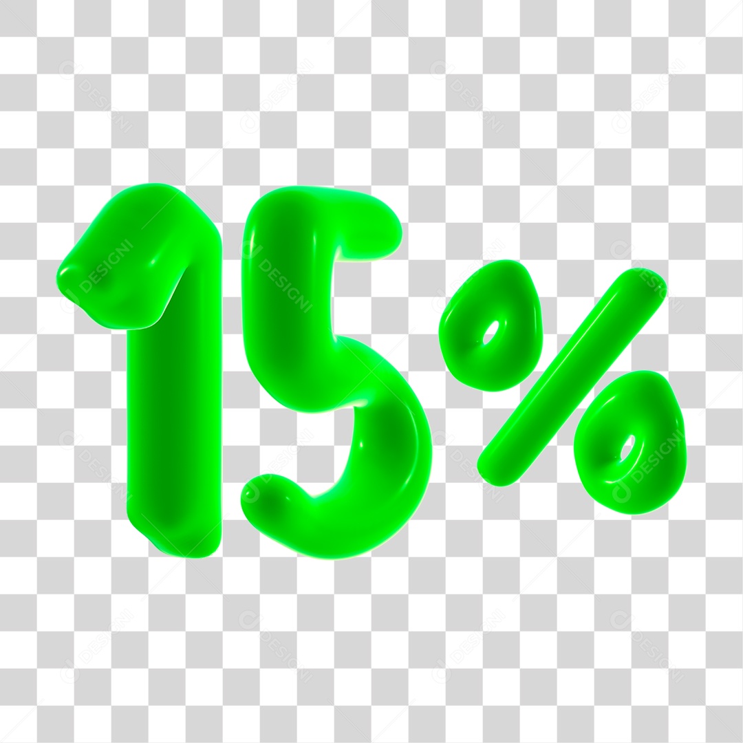Número 3D 15% Porcento Elemento Verde PNG Transparente