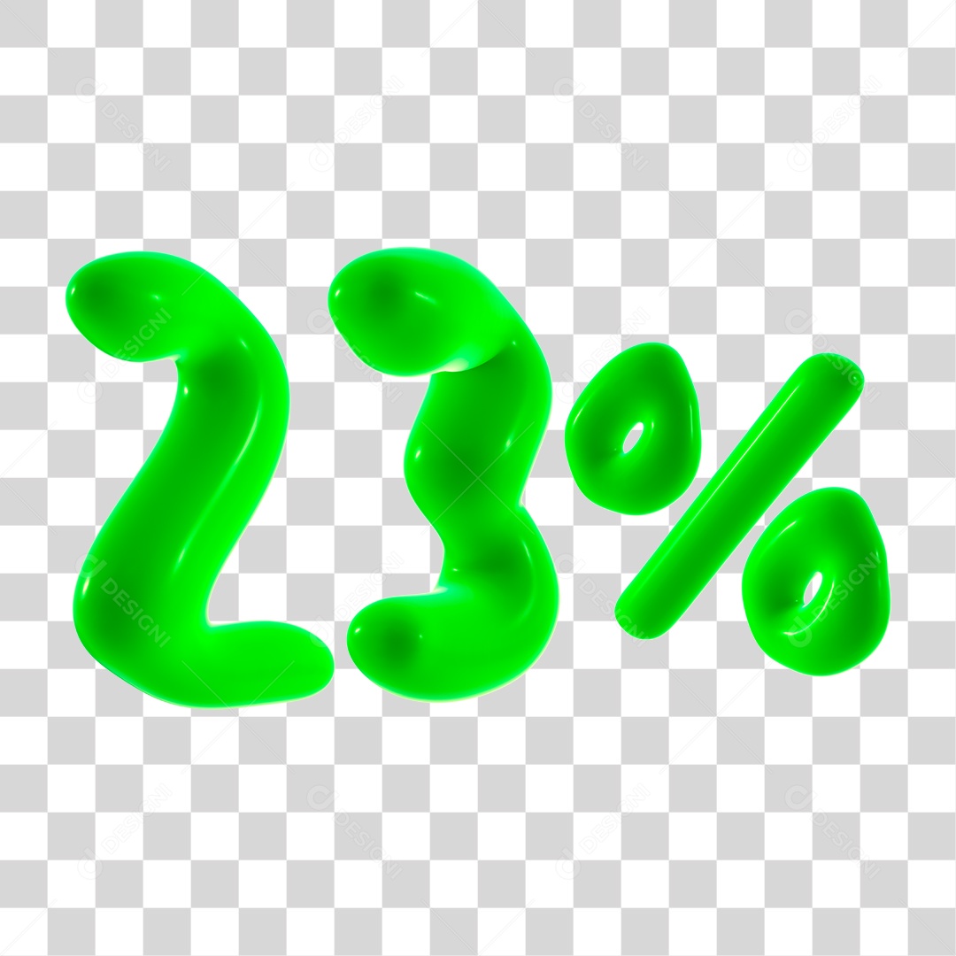 Número 3D 23% Porcento Elemento Verde PNG Transparente