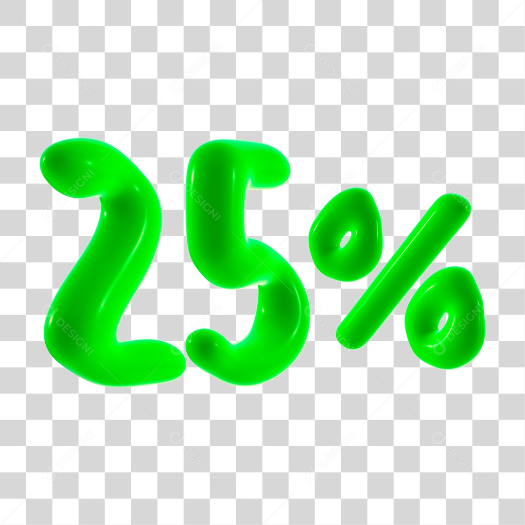 Número 3D 25% Porcento Elemento Verde PNG Transparente