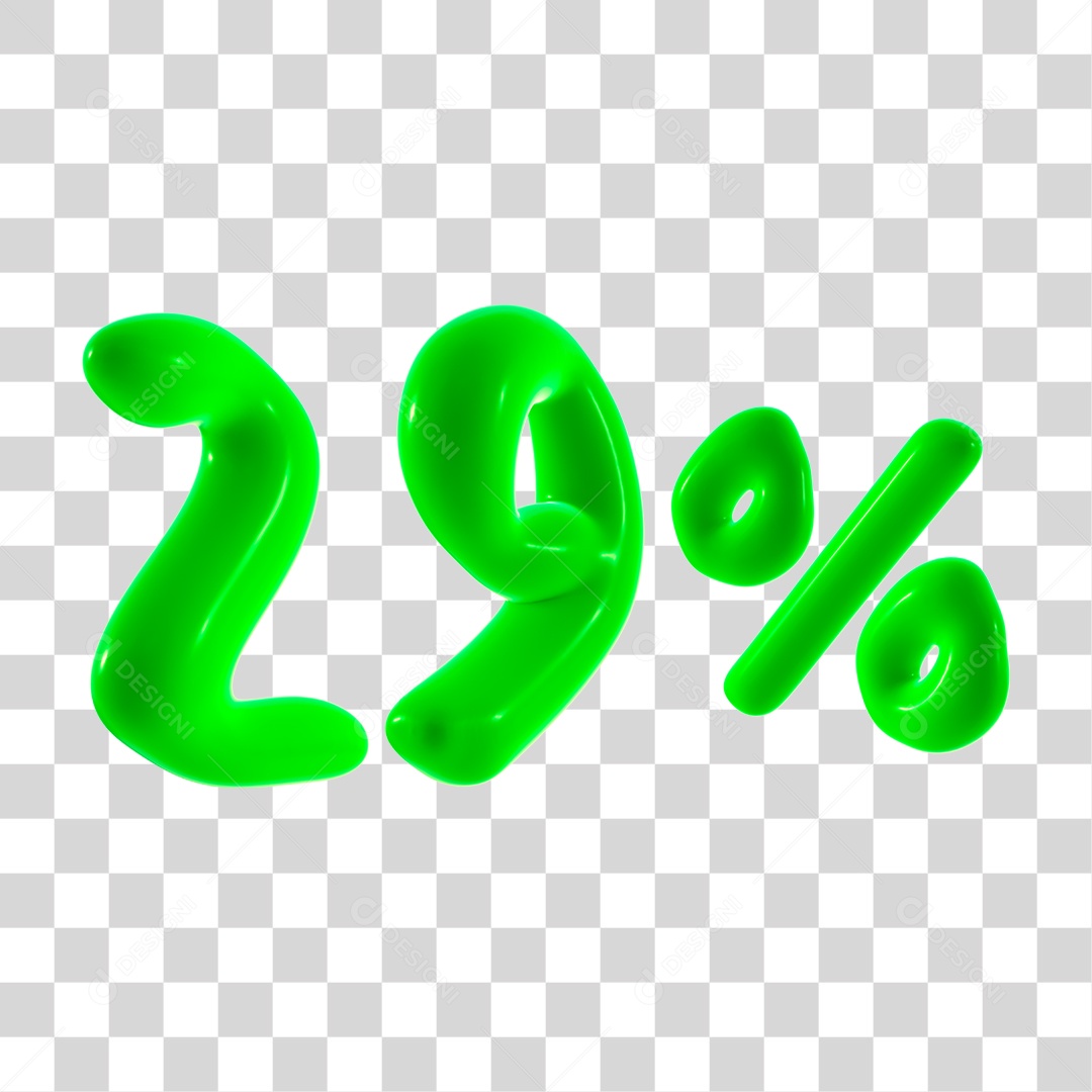 Número 3D 29% Porcento Elemento Verde PNG Transparente