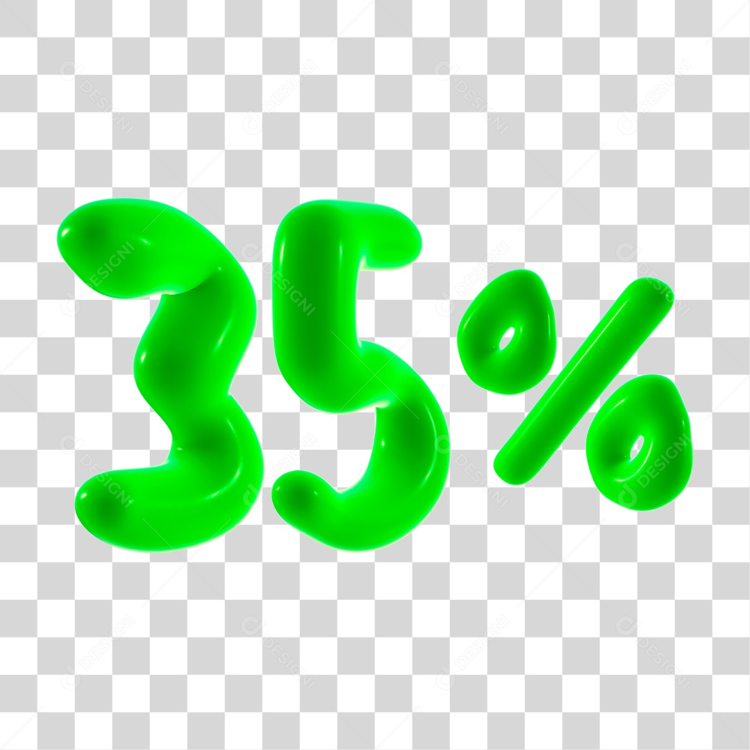 Número 3D 35% Porcento Elemento Verde PNG Transparente