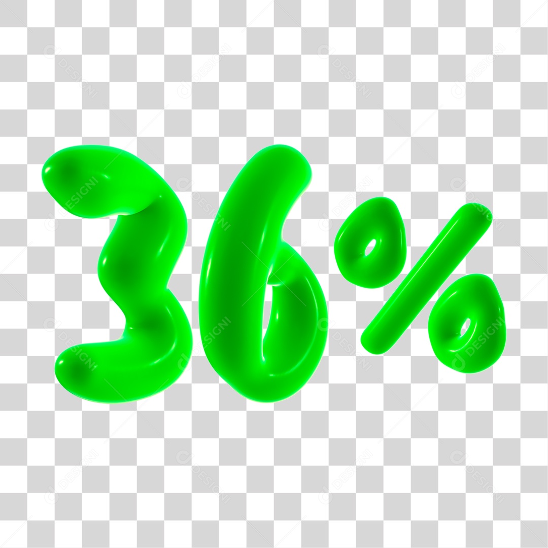 Número 3D 36% Porcento Elemento Verde PNG Transparente