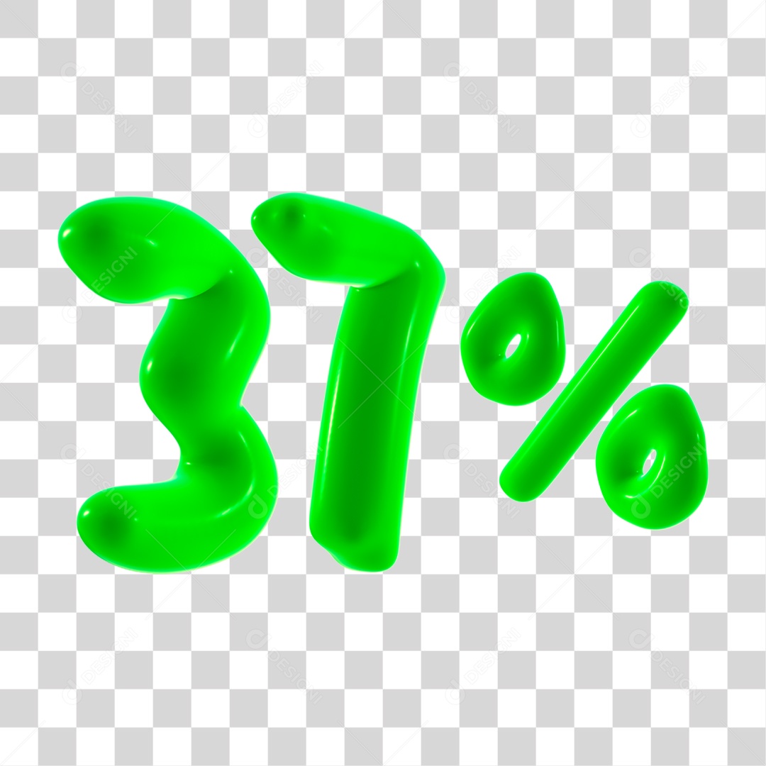 Número 3D 37% Porcento Elemento Verde PNG Transparente