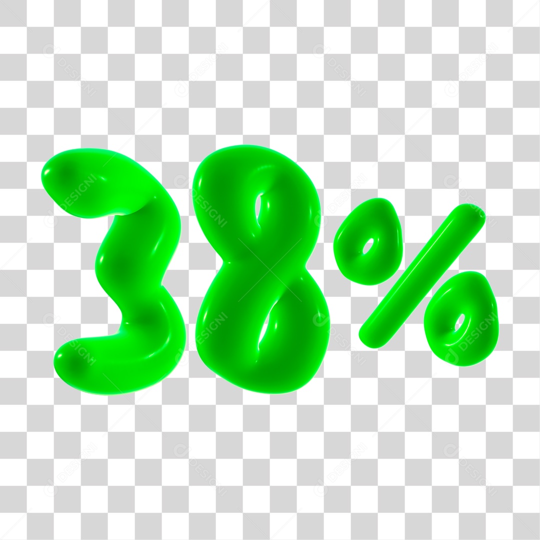 Número 3D 38% Porcento Elemento Verde PNG Transparente