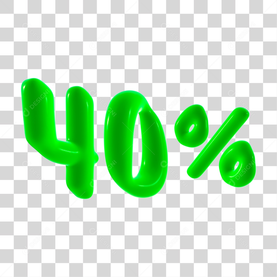 Número 3D 40% Porcento Elemento Verde PNG Transparente