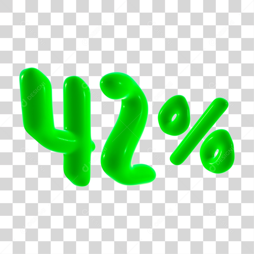 Número 3D 42% Porcento Elemento Verde PNG Transparente