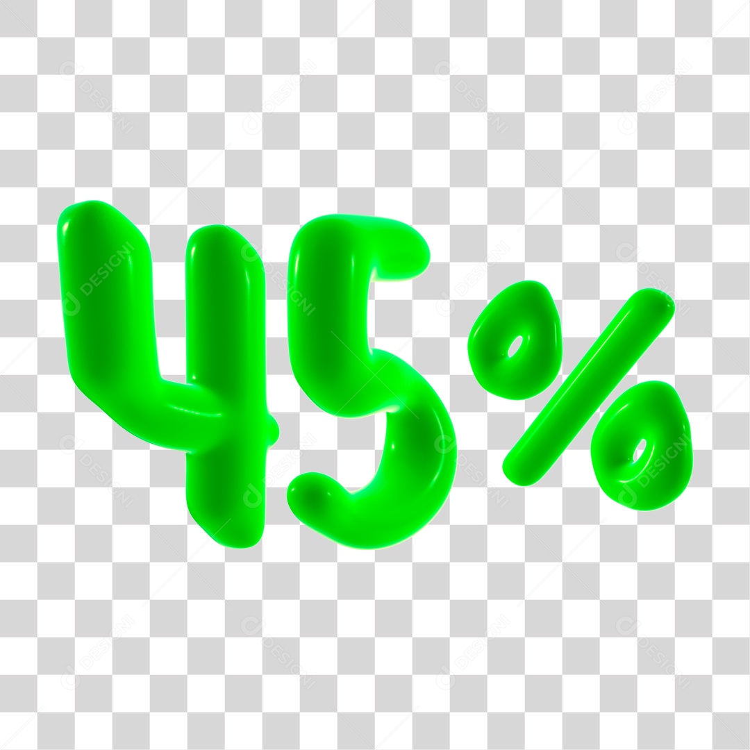 Número 3D 45% Porcento Elemento Verde PNG Transparente