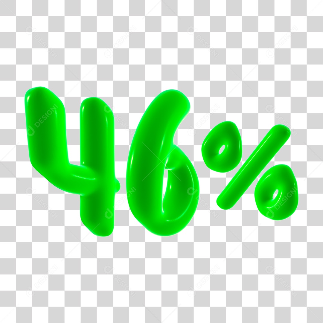 Número 3D 46% Porcento Elemento Verde PNG Transparente