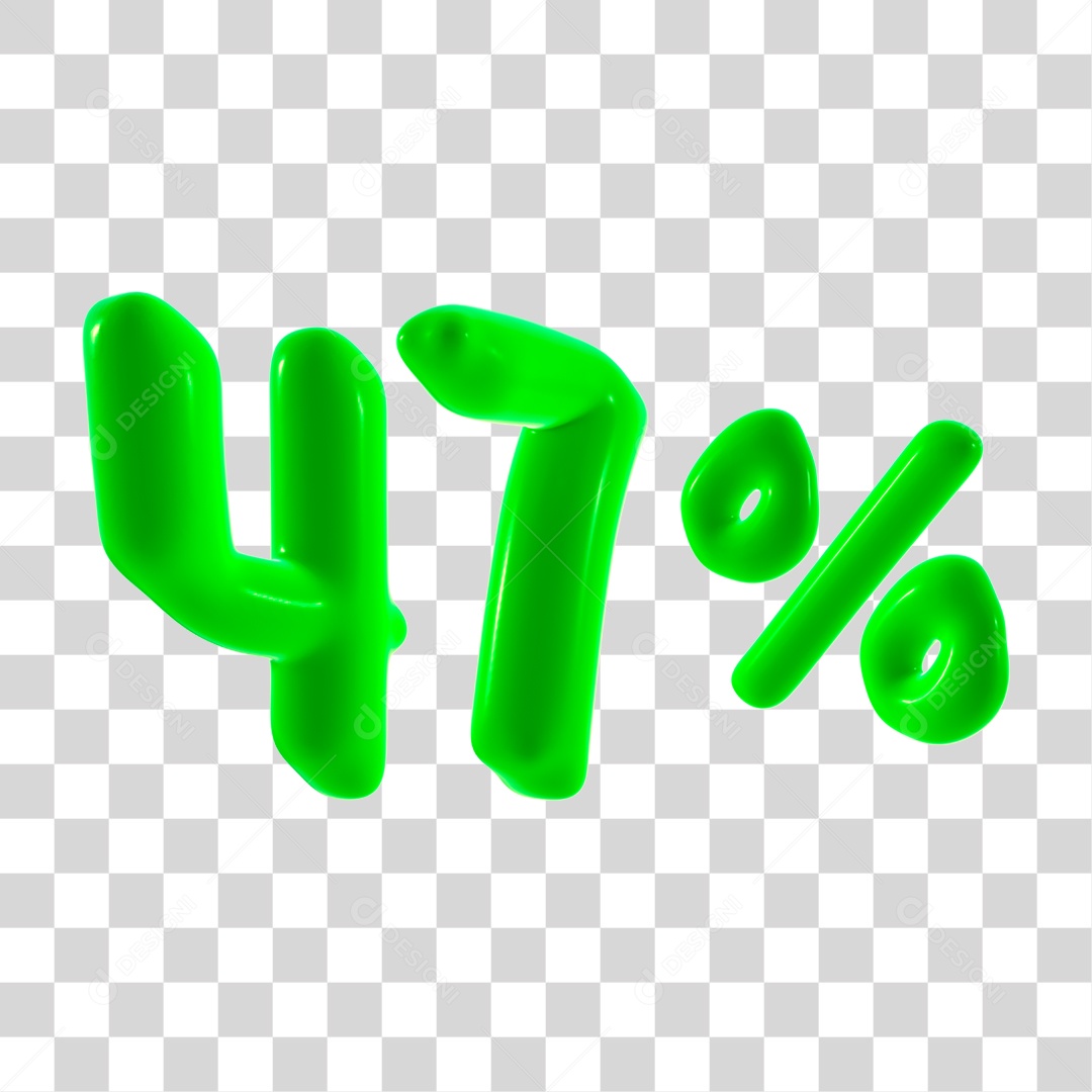 Número 3D 47% Porcento Elemento Verde PNG Transparente