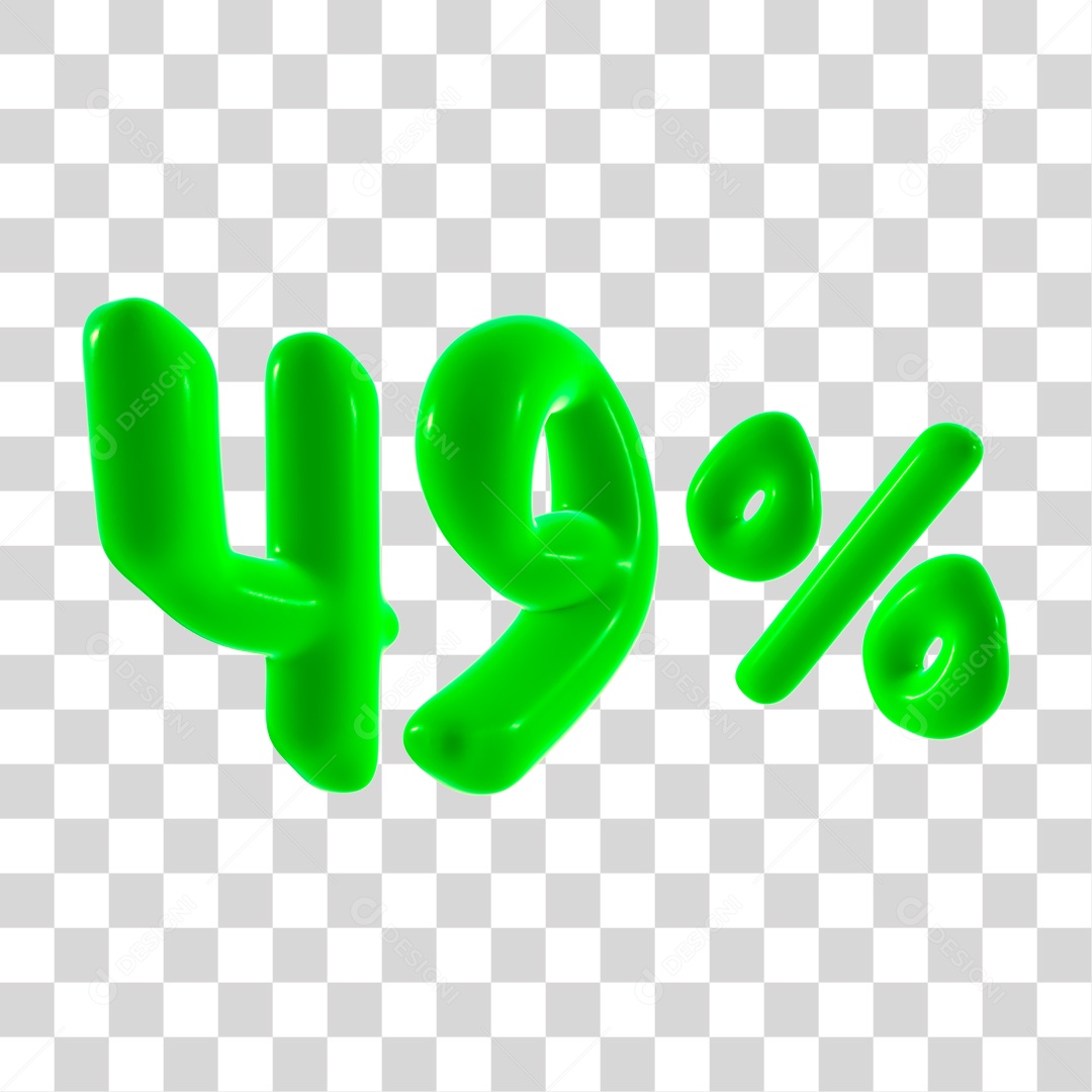 Número 3D 49% Porcento Elemento Verde PNG Transparente