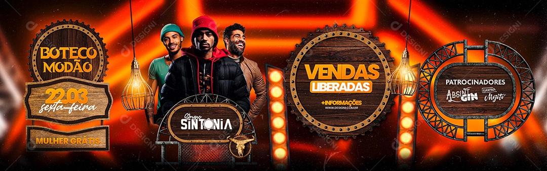 Carrossel Flyer Boteco Modão Grupo Sintonia Social Media PSD Editável