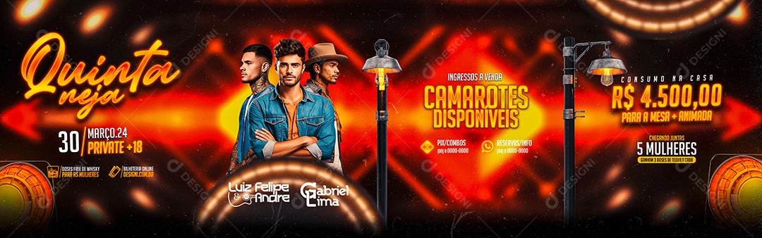 Carrossel Flyer Quinta Neja Luiz Felipe e Andre Gabriel Lima Social Media PSD Editável