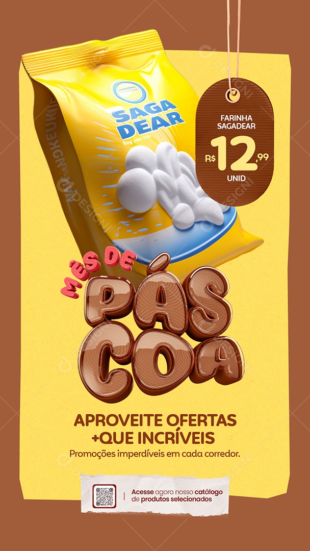 Story Mês de Páscoa Supermercado Farinha Sagadear Social Media PSD Editável