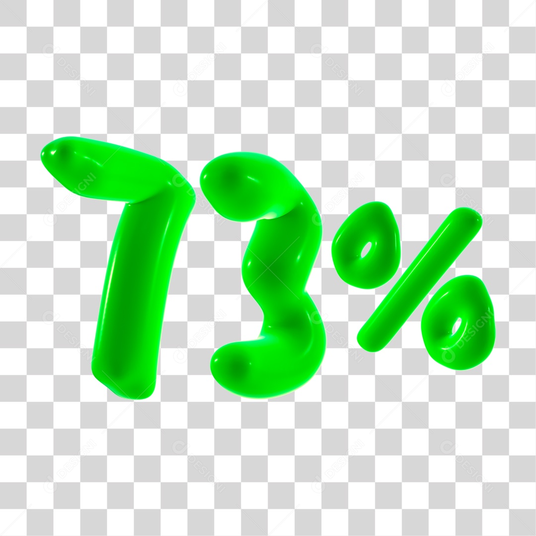 3D Number 73% Percent Green Element PNG Transparent