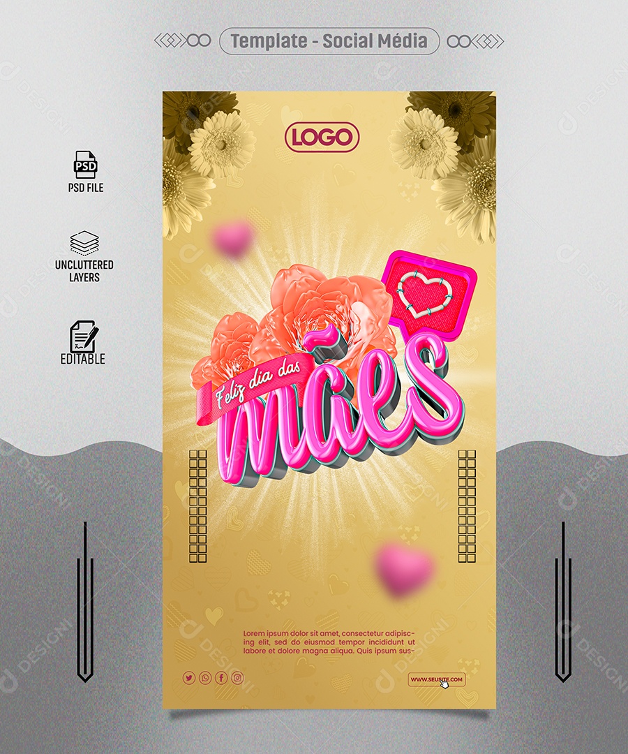 Story Feliz Dia das Mães Social Media PSD Editável