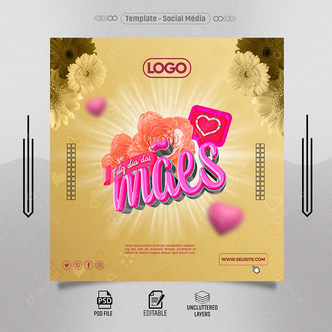 Feed Feliz Dia das Mães Social Media PSD Editável