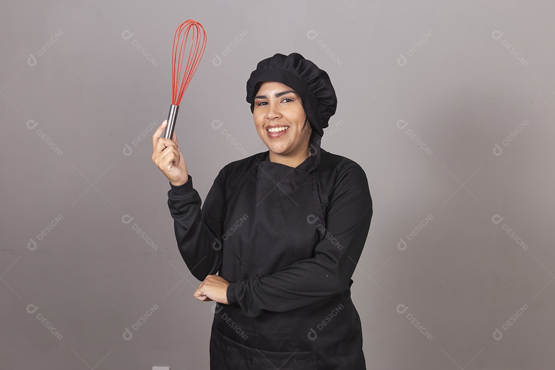 Mulher linda jovem chefe de cozinha