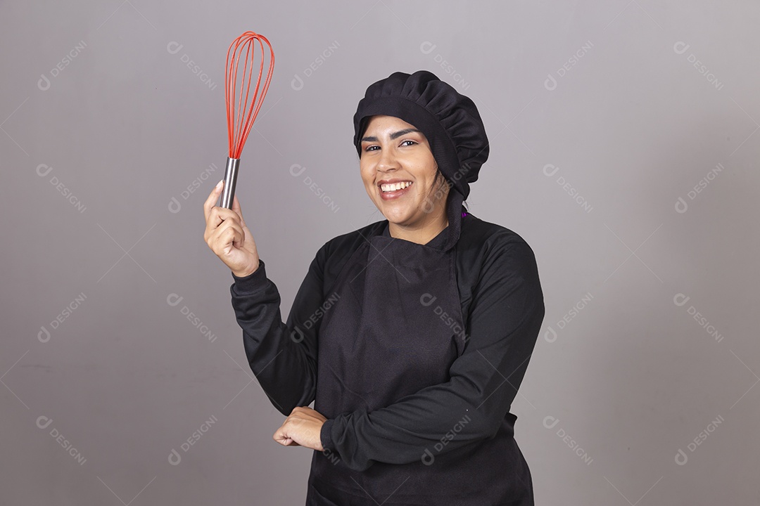 Mulher linda jovem chefe de cozinha