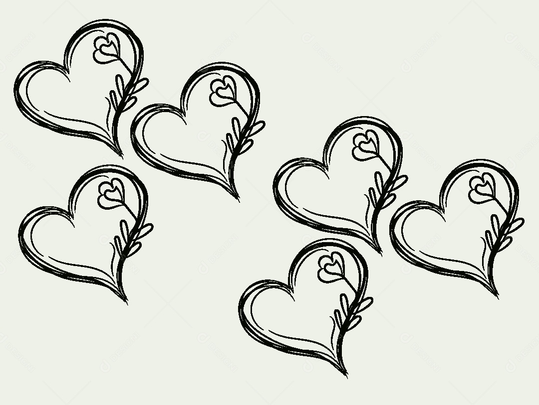 Desenho de Corações Feito a Mão Vetor EPS