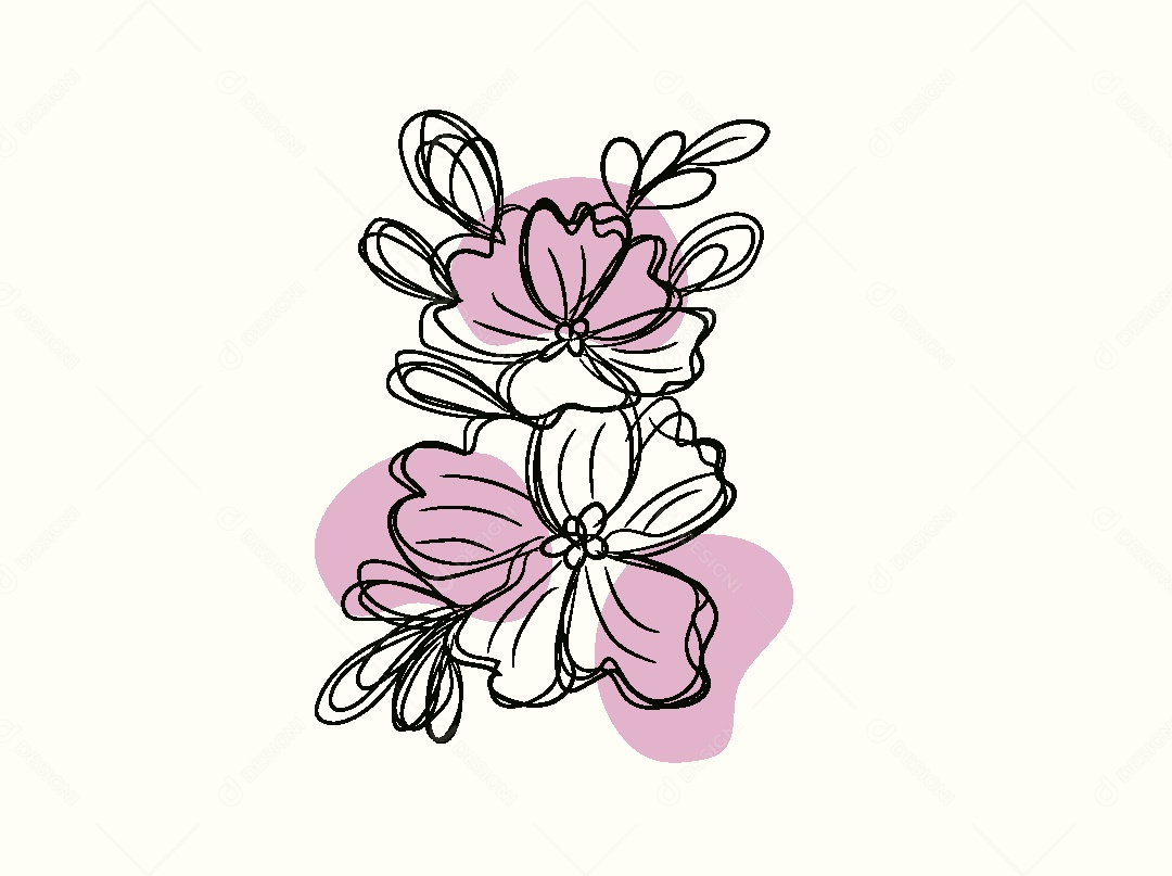 Desenho de Flores Feito a Mão Vetor EPS