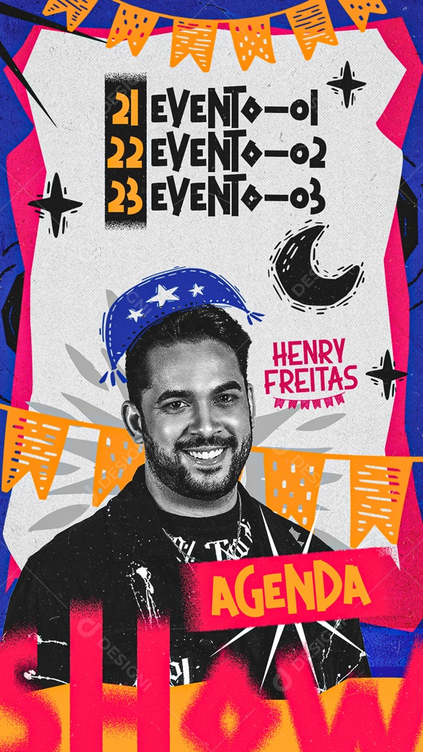 Flyer Story Eventos Agenda de Henry Freitas Social Media PSD Editável