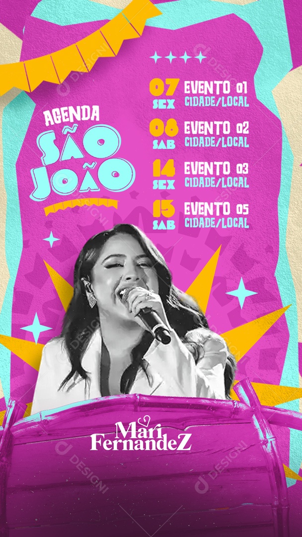 Flyer Story Agenda São João Mari Fernandez Social Media PSD Editável