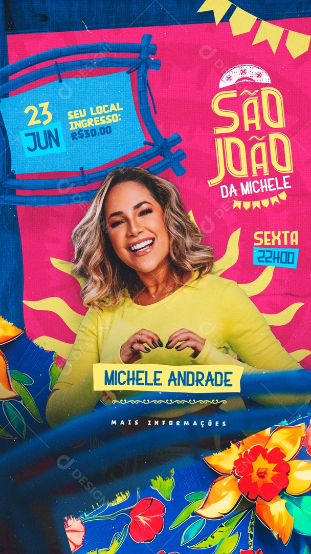 Flyer Story São João da Michele Andrade Social Media PSD Editável