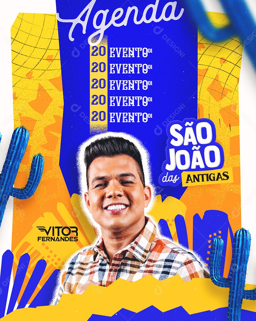 Flyer Agenda São João das Antigas Vtor Fernandes Social Media PSD Editável