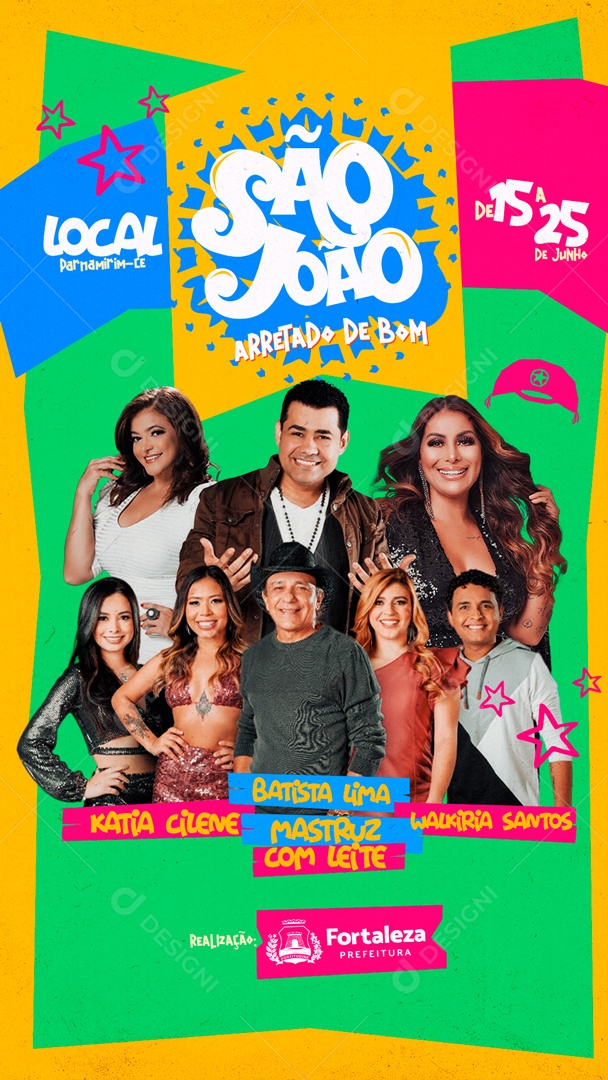 Flyer Story São João Arretado de bom Artistas Social Media PSD Editável