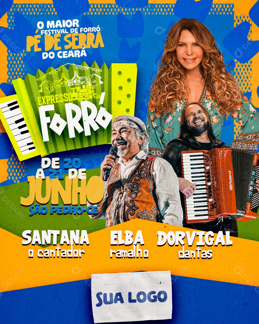 Flyer o Maior Festival de Forró Pé de Serra do Ceará Social Media PSD Editável