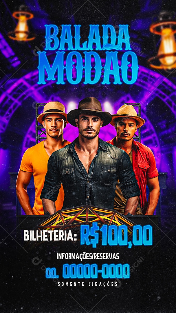 Story Flyer Balada Modão Social Media PSD Editável