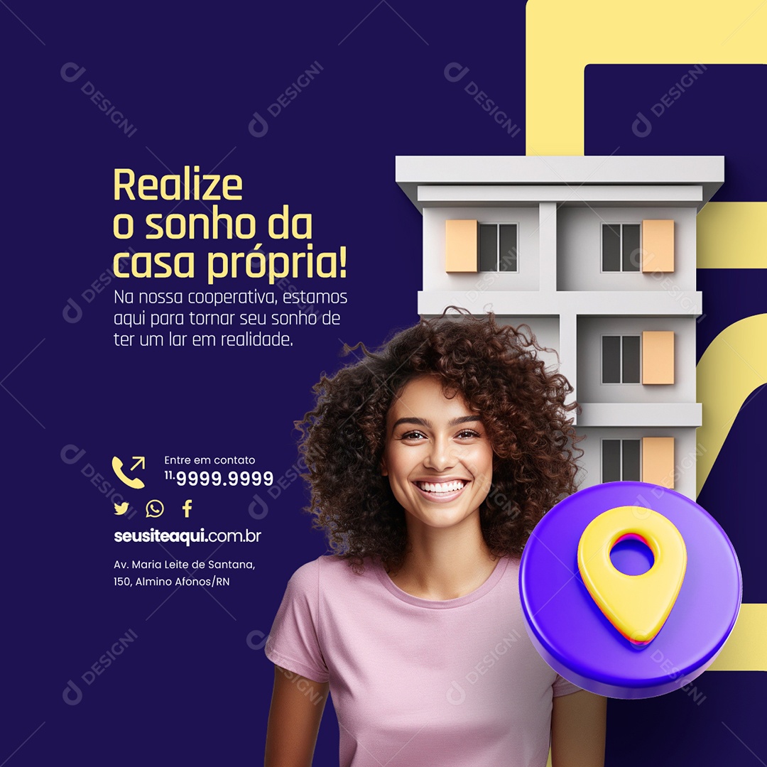 Cooperativa Realize o Sonho da Casa Própria Social Media PSD Editável