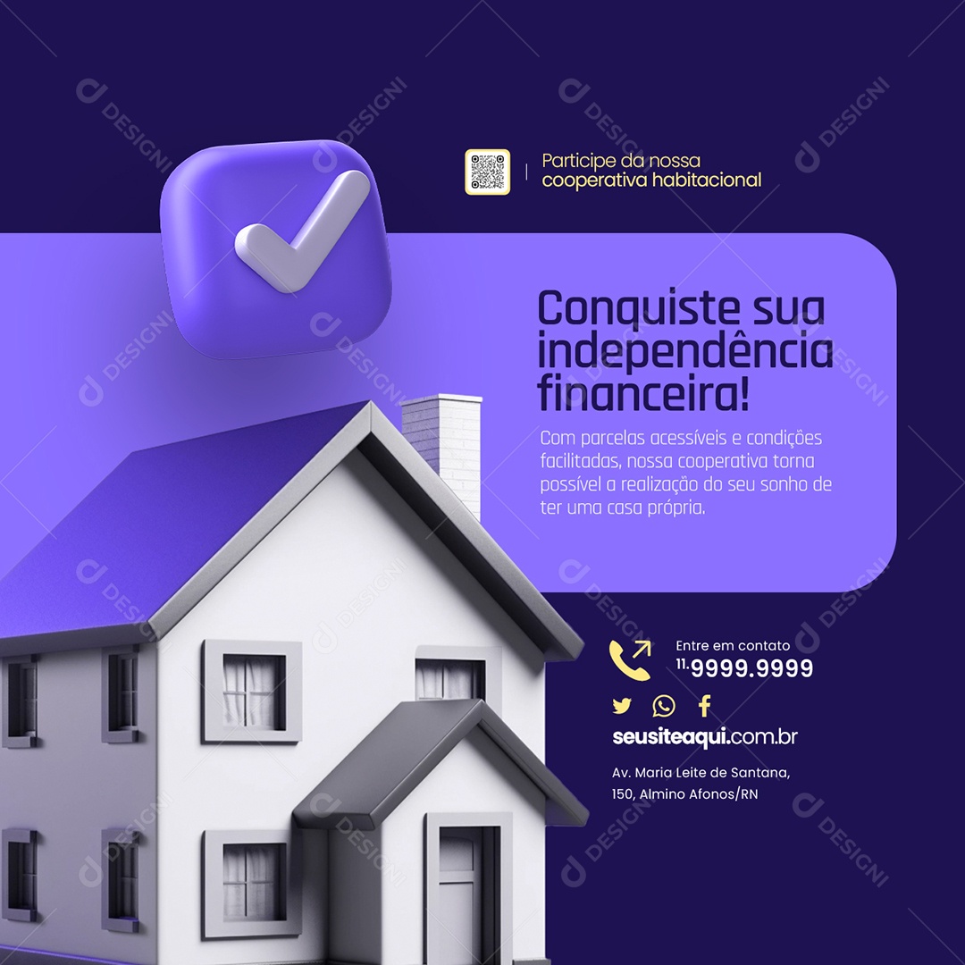 Cooperativa Conquiste sua Independência Financeira Social Media PSD Editável