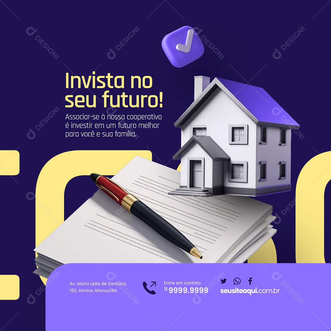 Cooperativa Invista no Seu Futuro Social Media PSD Editável