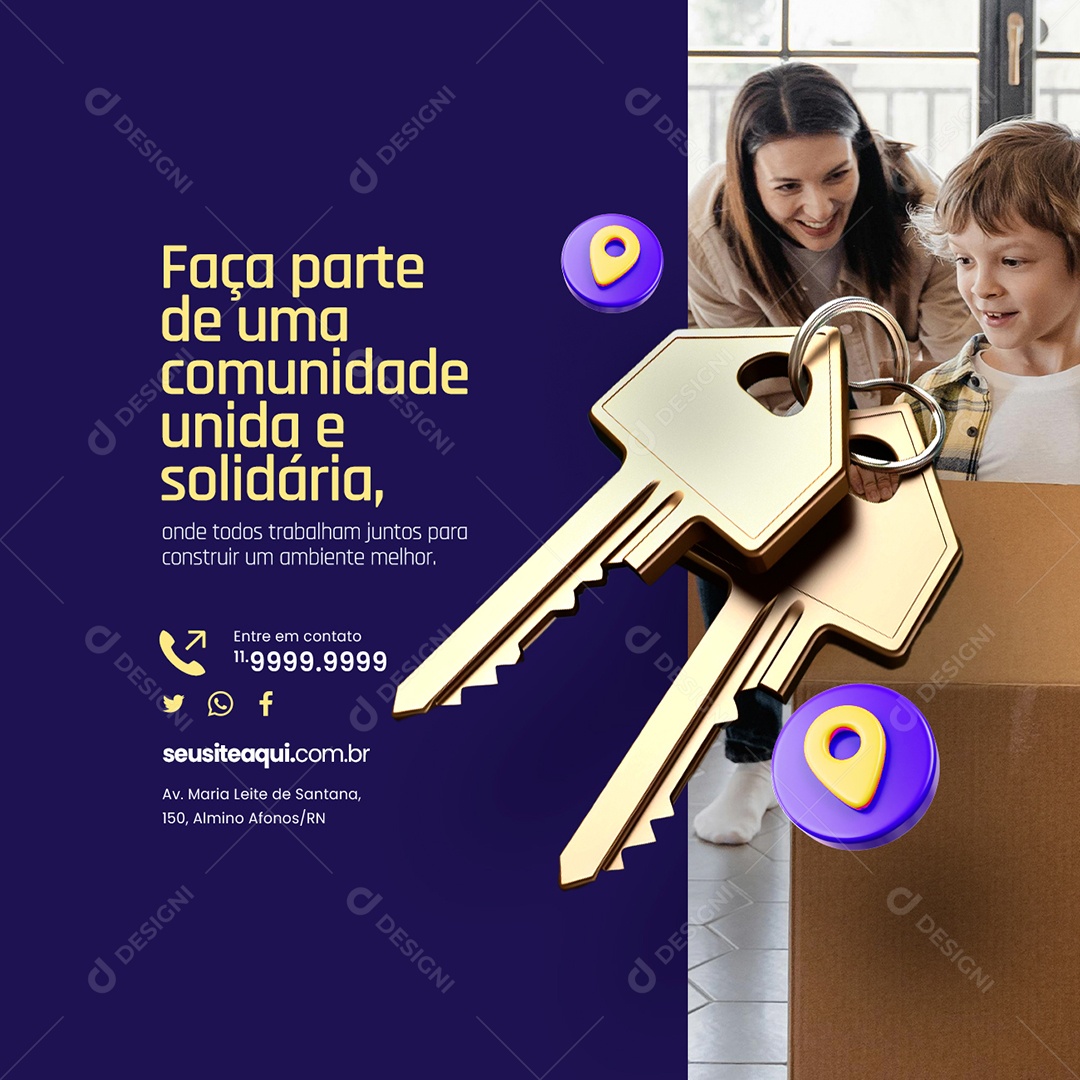 Cooperativa Faça parte de uma Comunidade Unida e Solidária Social Media PSD Editável