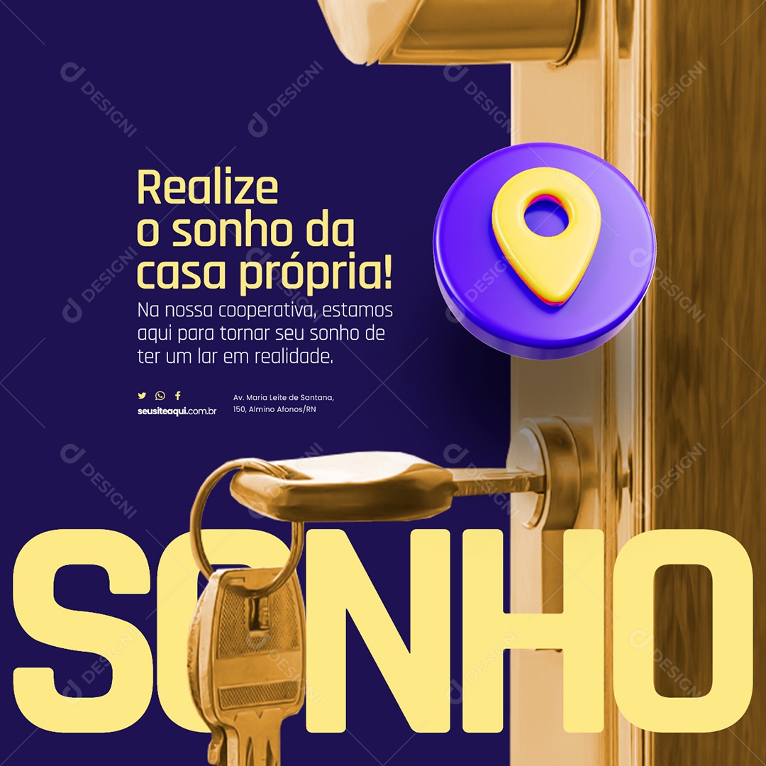 Cooperativa Realize o Sonho da Casa Própria Social Media PSD Editável