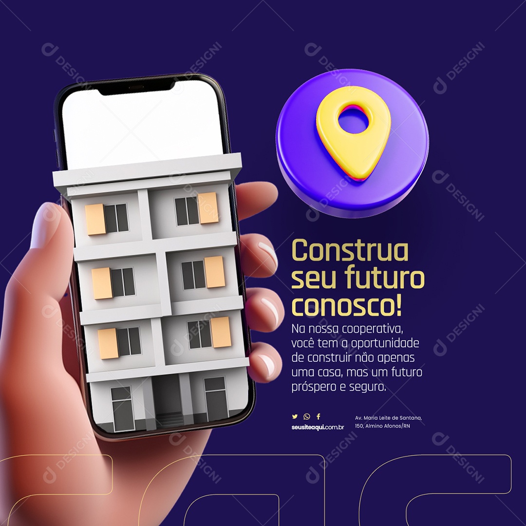 Cooperativa Construa seu Futuro Conosco Social Media PSD Editável