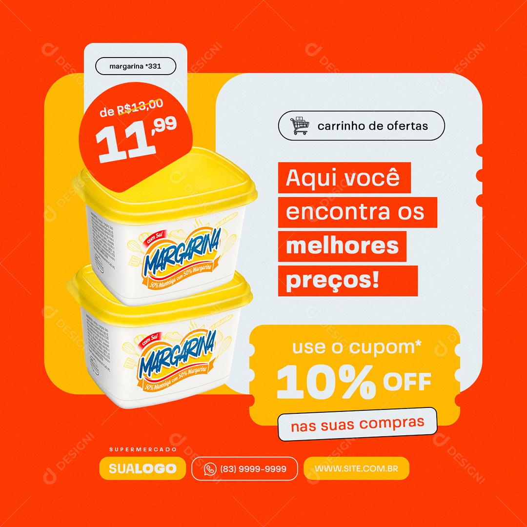 Supermercado Carnes de Qualidade é Aqui Tudo até 40% de Desconto Social Media PSD Editável