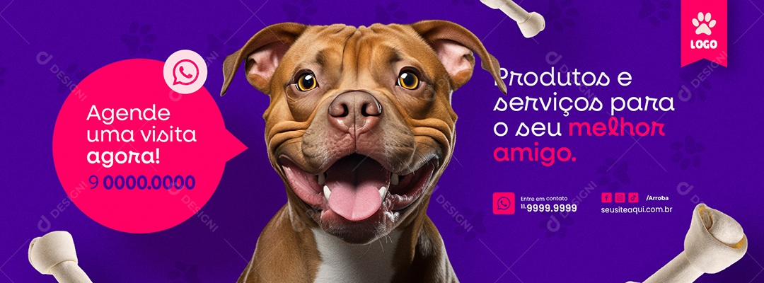 Banner Petshop Agende uma Visita agora Produtos e Serviços Social Media PSD Editável