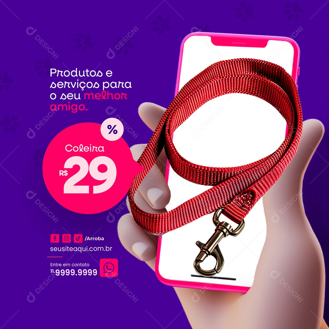 Petshop Coleira Produtos e Serviços para o seu Melhor Amigo Social Media PSD Editável